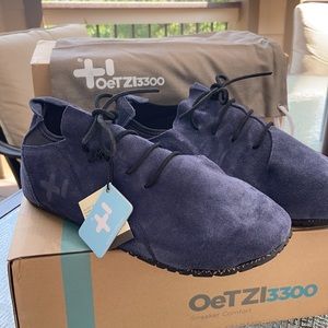 NEW! OeTZ 3300 SUPERSLICK Suede Leather Lace-up Shoes Size 45/12 Mens Navy Blue